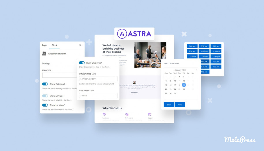 WordPress 的 Astra 預訂網站。