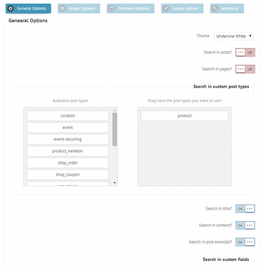 Ejemplo de configuración avanzada en el complemento Ajax Site Search