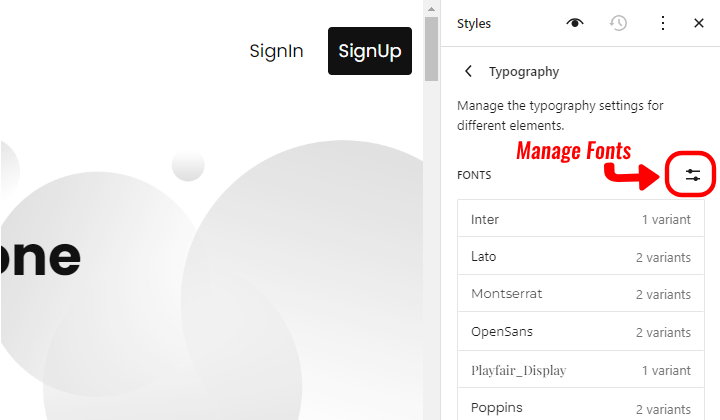 Manage Fonts