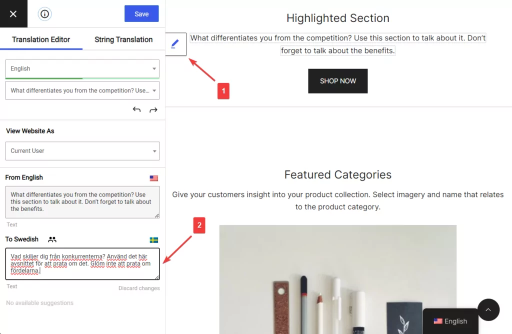 menerjemahkan paragraf secara manual di Translatepress gratis