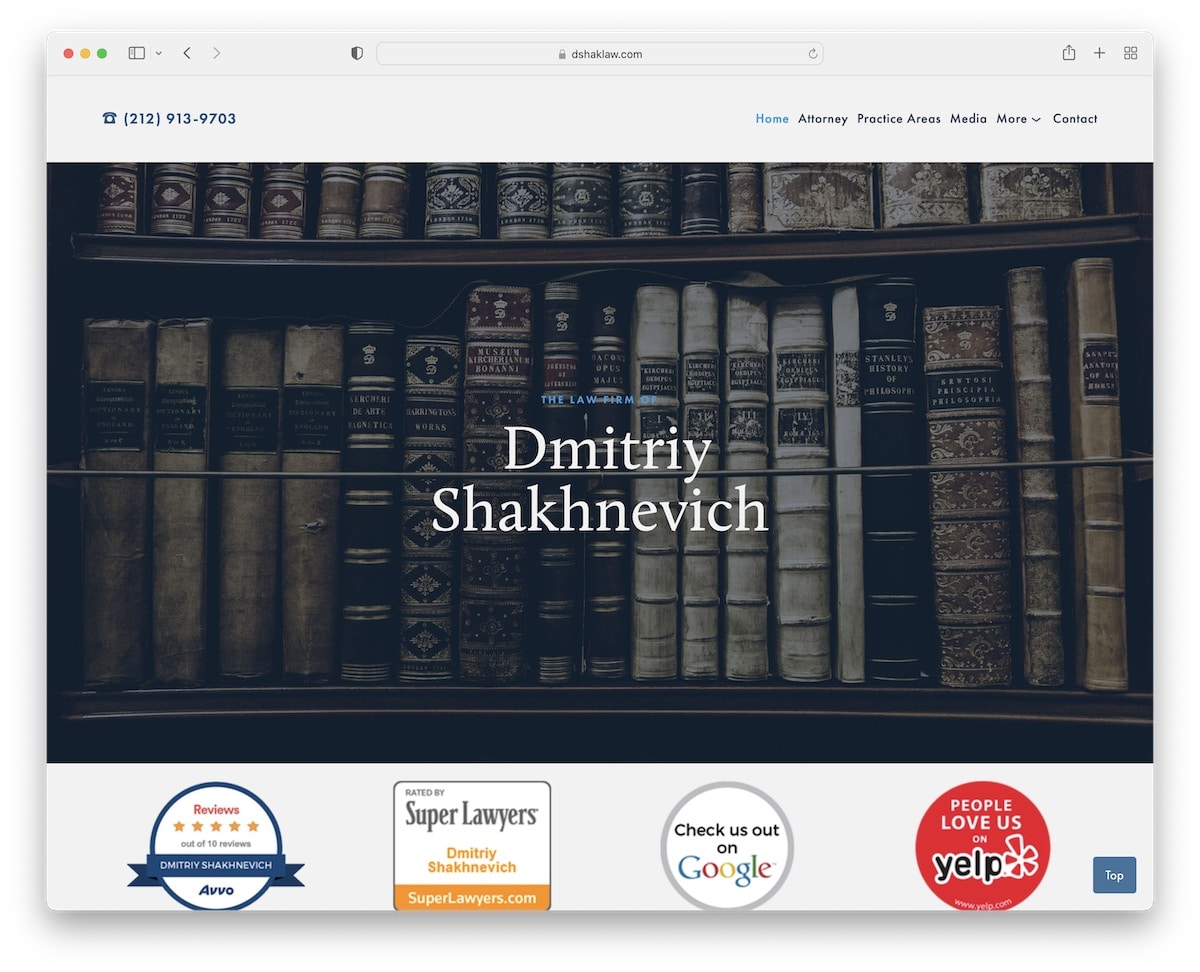 site Internet de l'avocat de Dmitriy Shakhnevich