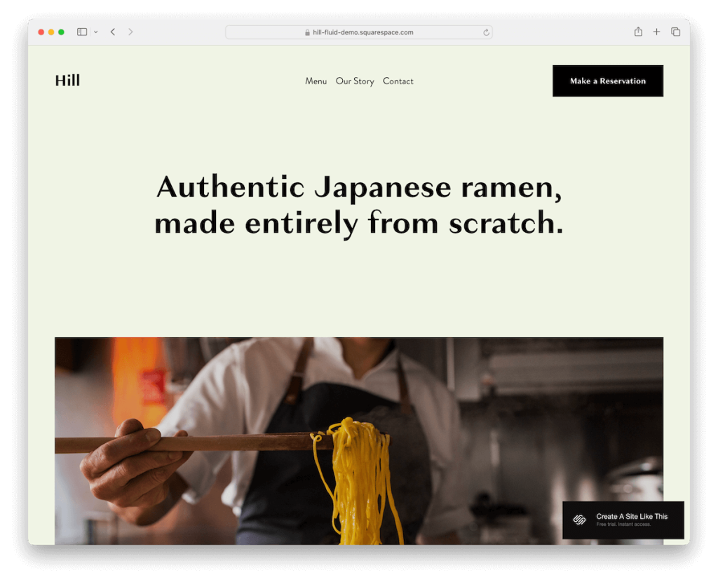 hill squarespace restoran şablonu