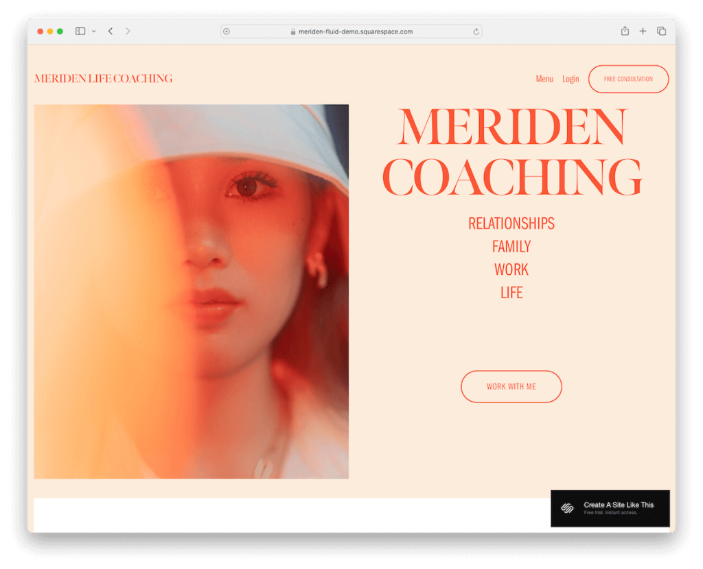 Meriden squarespace 顾问模板