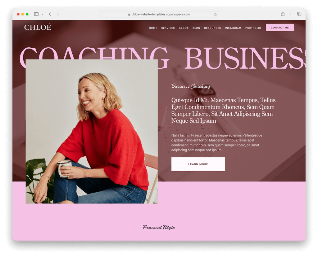 Modello di coaching di Chloe Squarespace