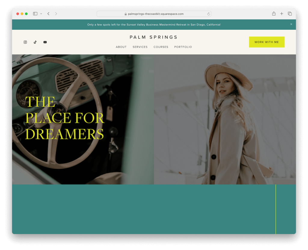 modello di coaching di Palm Springs Squarespace
