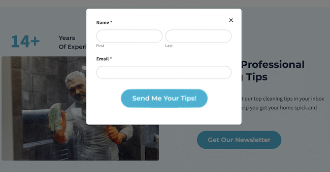 Exemplo de pop-up modal Bootstrap de formulário de inscrição em boletim informativo