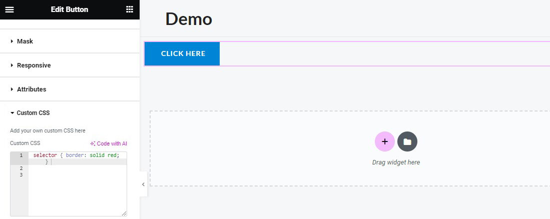 Elementor Özel CSS Seçeneği