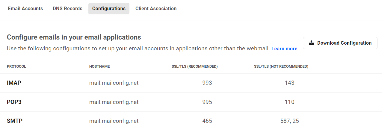 Webmail-Konfigurationen