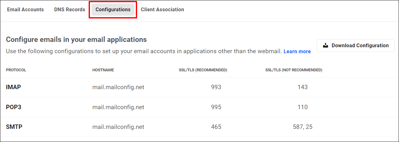 Webmail - E-mail de Domínio - Configurações