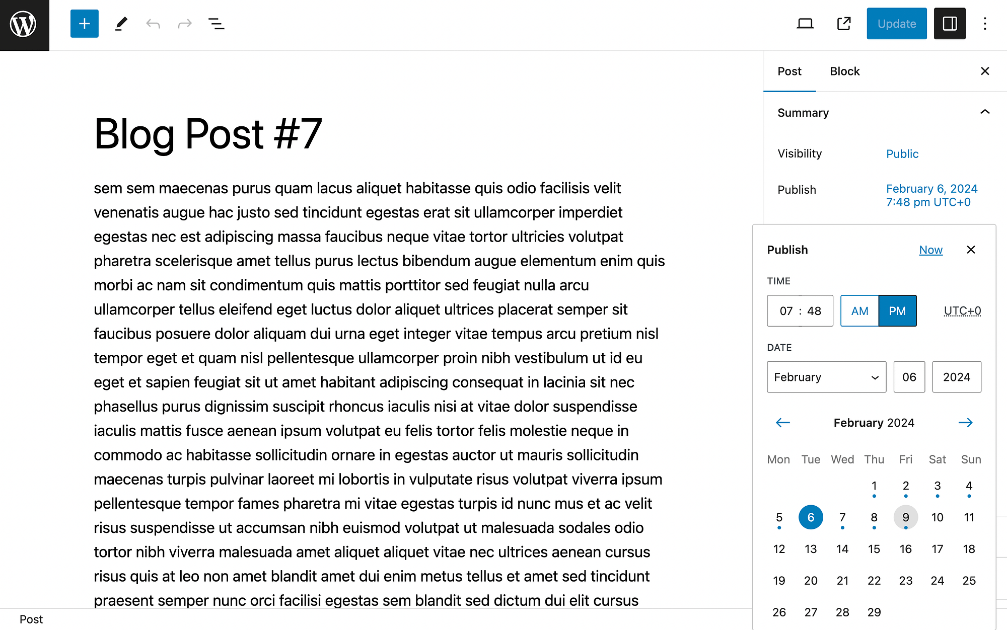 Alterando a data de publicação de uma postagem do WordPress no editor de bloco