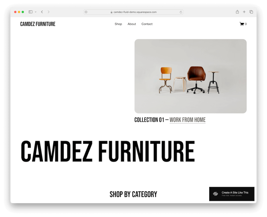 modello minimalista camdez Squarespace