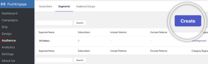 PushEngage WordPress 플러그인 세그먼트