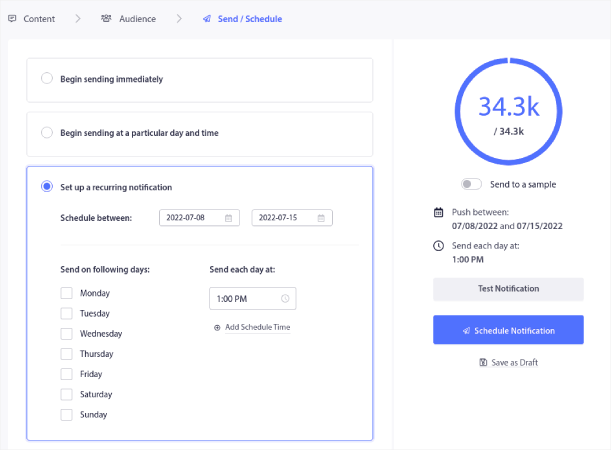 Agendar notificações push recorrentes