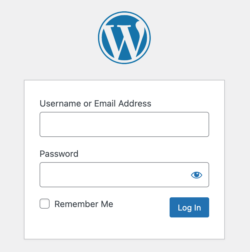 Tangkapan layar ke panel login wordpress