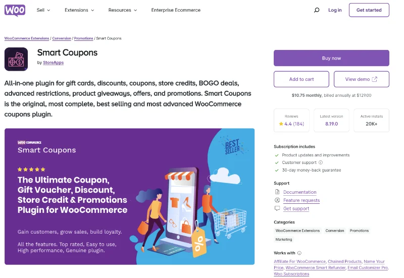 ملحقات قسيمة WooCommerce - تسعير كوبونات WooCommerce الذكية