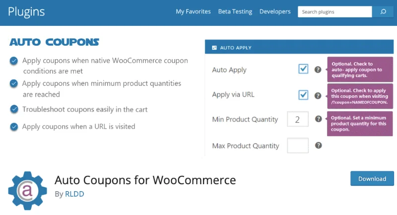 ملحقات قسيمة WooCommerce - كوبونات تلقائية لـ WooCommerce