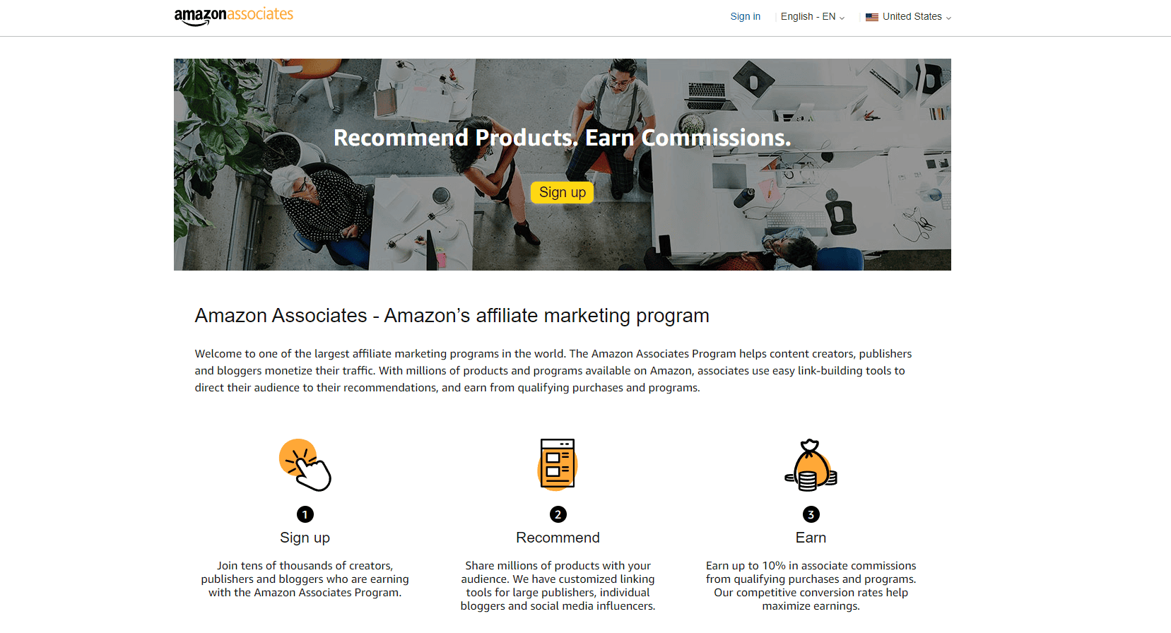 Домашняя страница AmazonAssociates