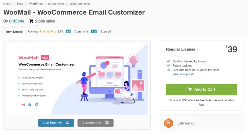 WooCommerce Email Customizer プラグイン - WooMail 料金