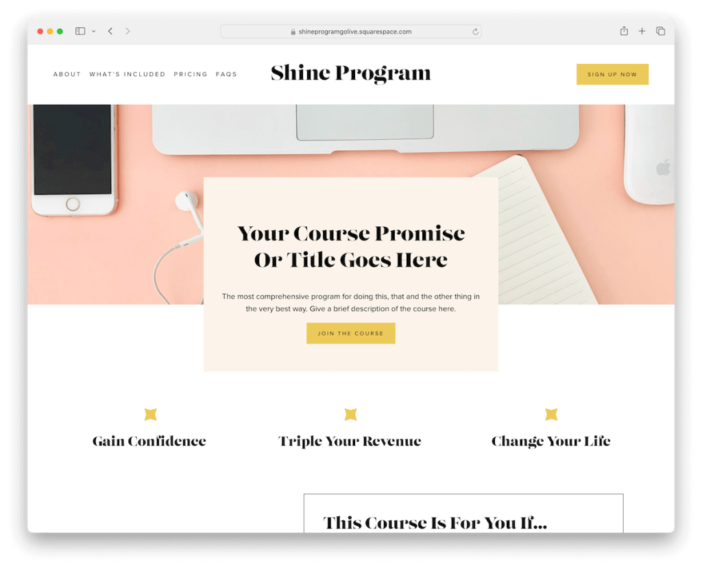 เทมเพลต Shineprogram Squarespace พารัลแลกซ์