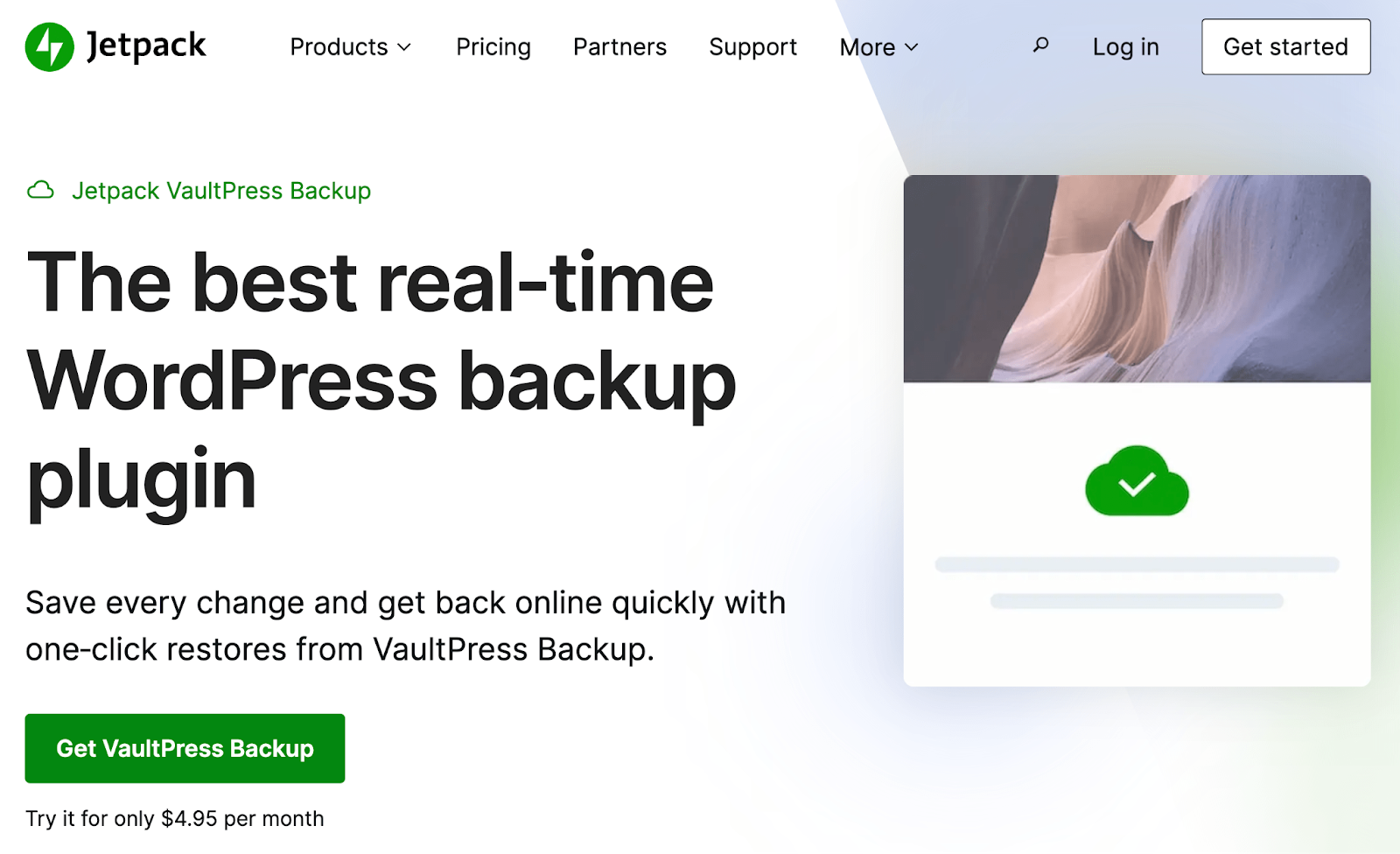 Home page di backup di Jetpack VaultPress