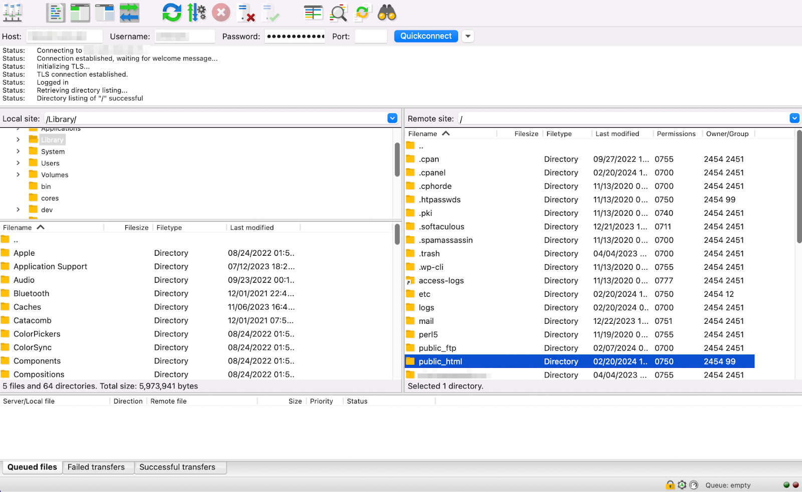 Connexion FileZilla