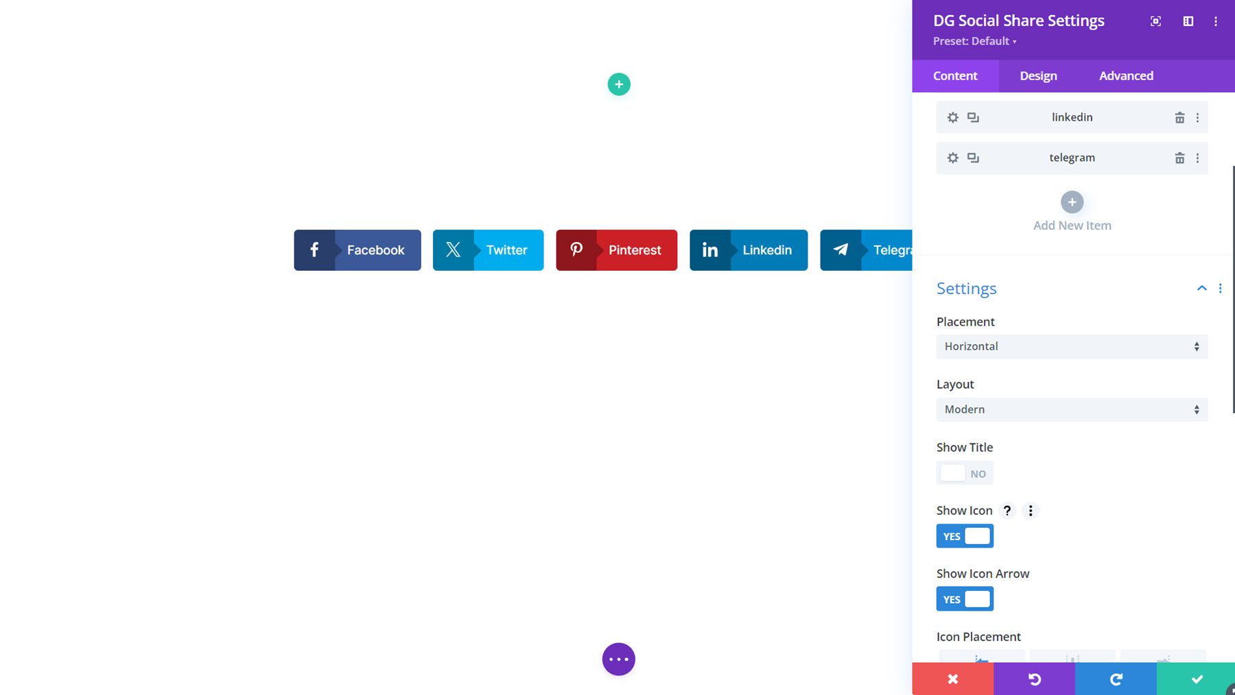 مشاركة DiviGrid الاجتماعية