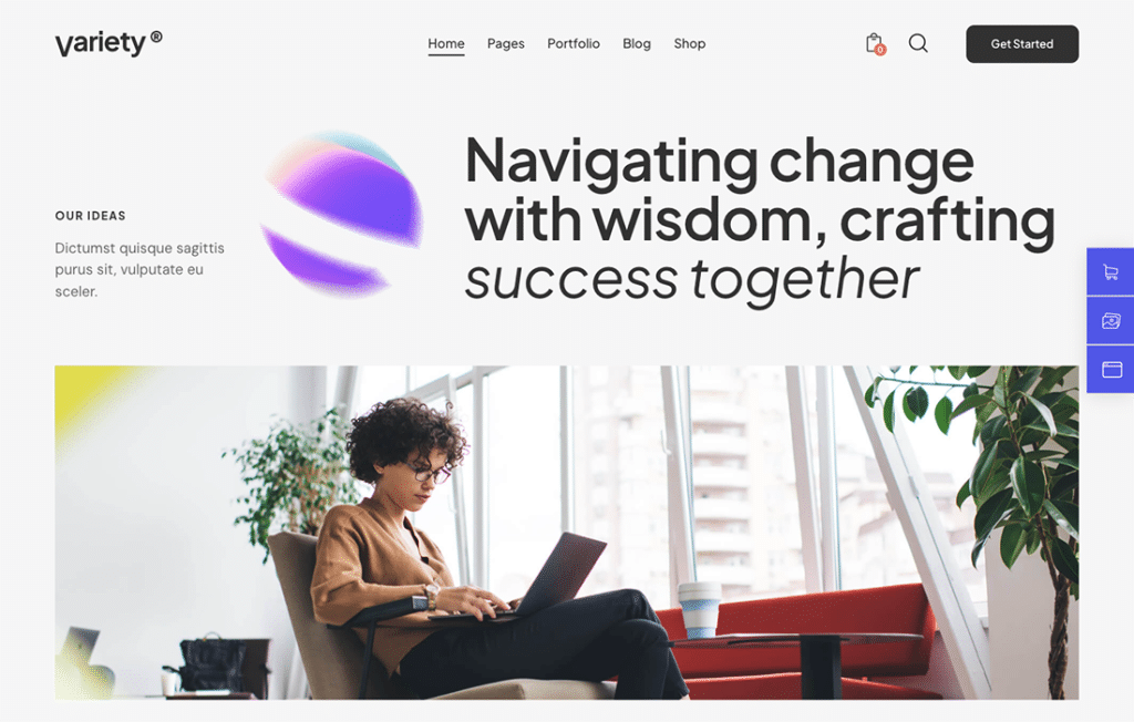Variety — 複数ページのビジネスおよびコンサルティング WordPress テーマ