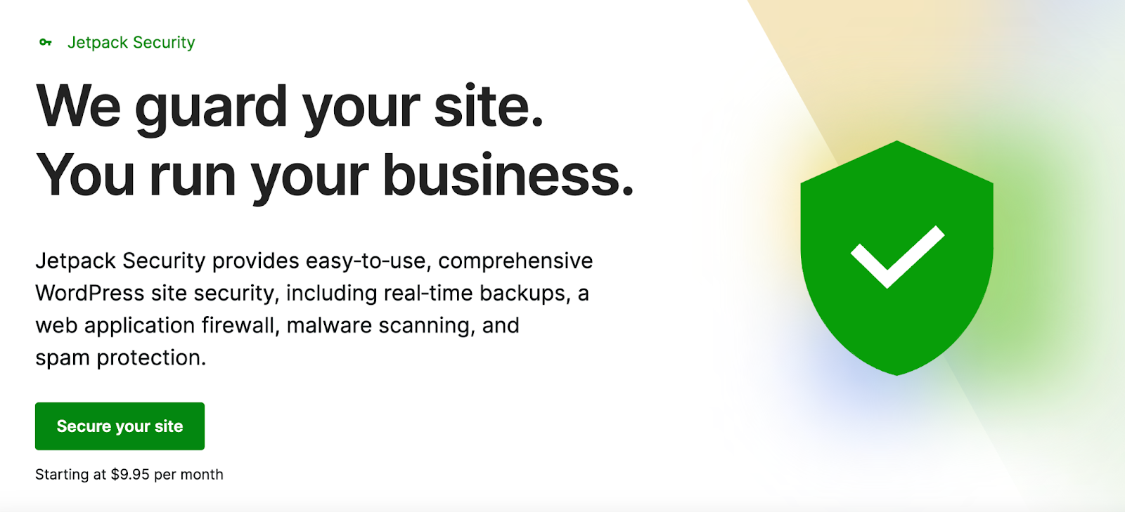 Jetpack Security ให้การป้องกันที่ครอบคลุมสำหรับเว็บไซต์ WordPress ของคุณครอบคลุมการสำรองข้อมูลแบบเรียลไทม์การสแกนมัลแวร์การป้องกันสแปมและอื่น ๆ