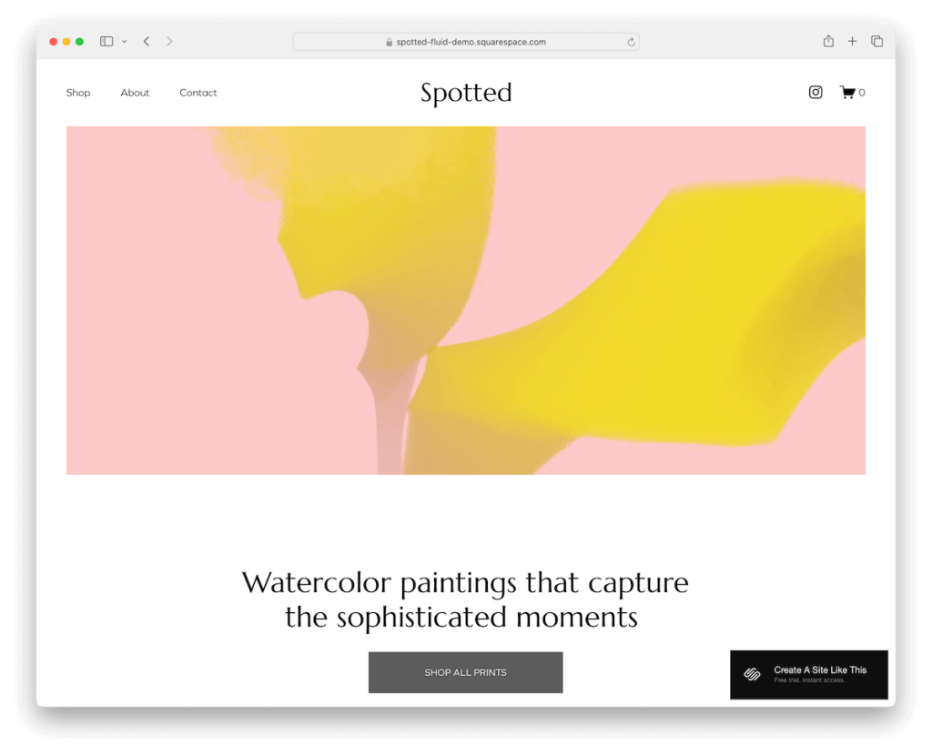 Пятнистый шаблон электронной коммерции Squarespace