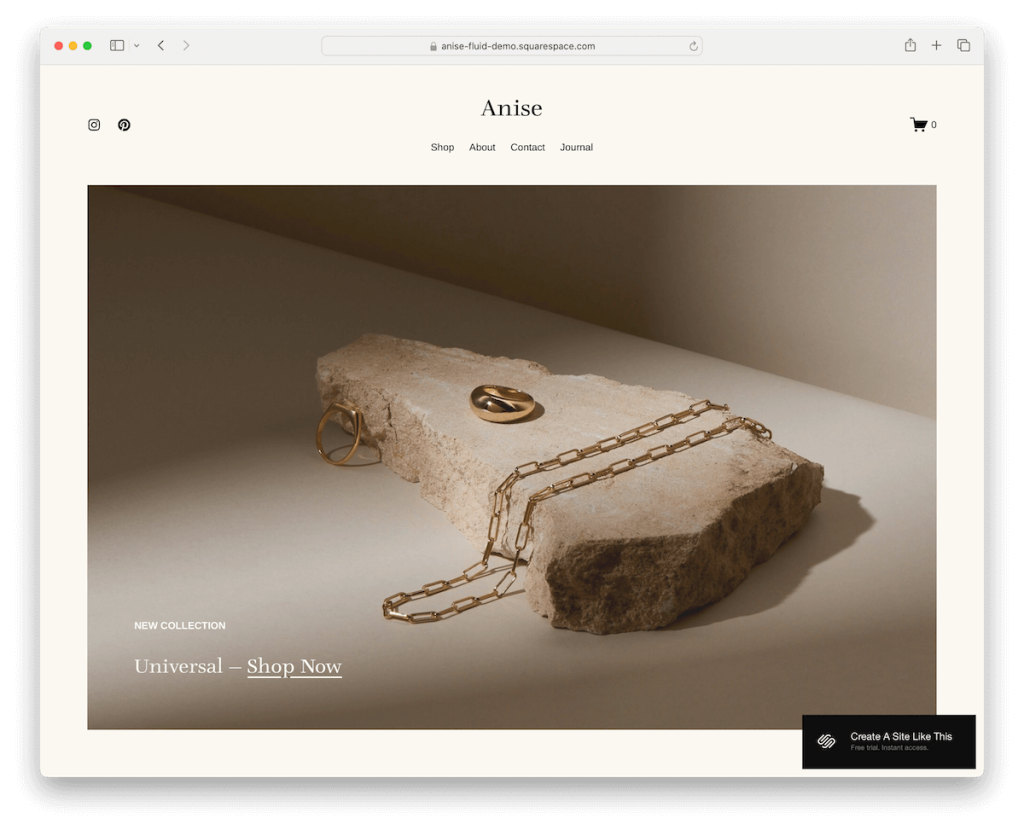 เทมเพลตแฟชั่น Anise Squarespace