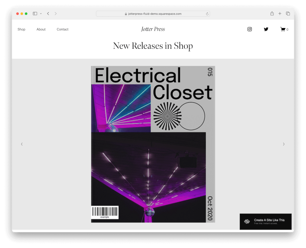 Шаблон электронной коммерции jotterpress Squarespace