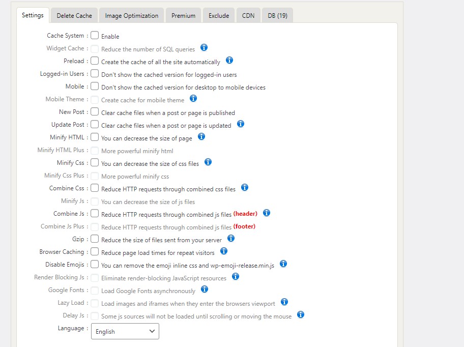 Configurações de cache mais rápidas do WP