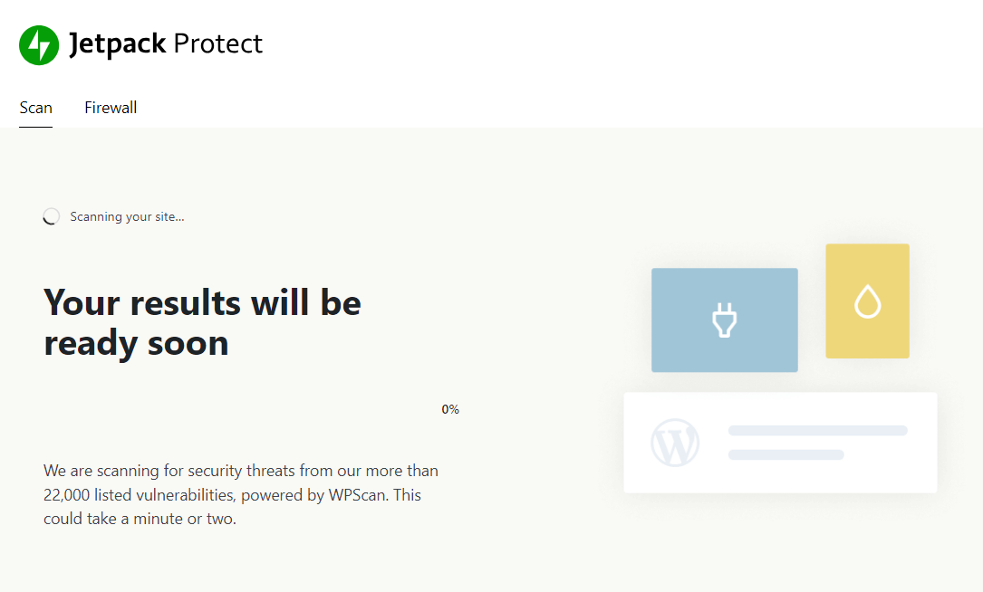 Jetpack Protect scansiona un sito web