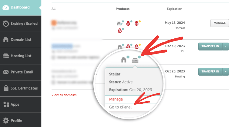 Greifen Sie in Namecheap auf cpanel zu