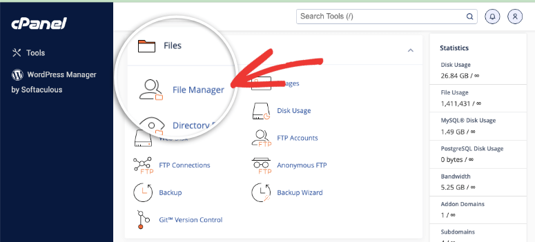 ตัวจัดการไฟล์ใน cpanel