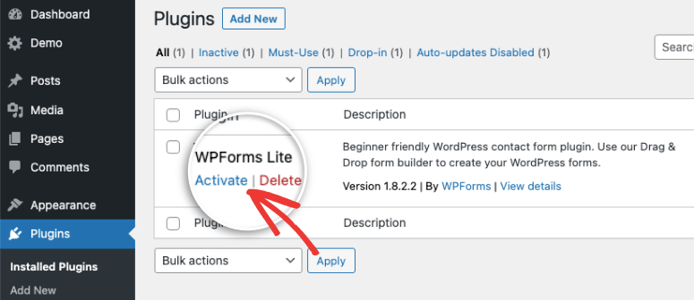 Aktivieren Sie das per FTP hochgeladene Plugin