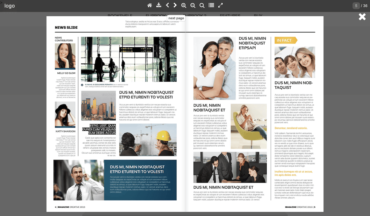 El complemento Visor de PDF de Newspaper FlipBook.