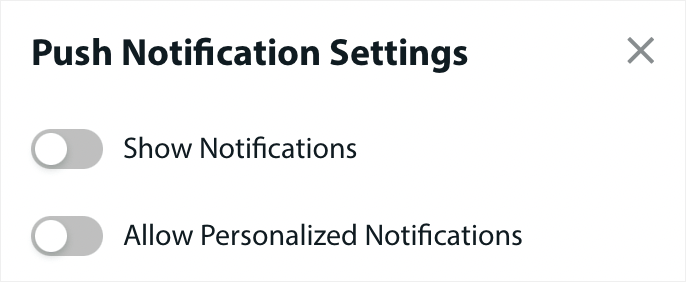 Visualização do Modal para permitir notificações personalizadas