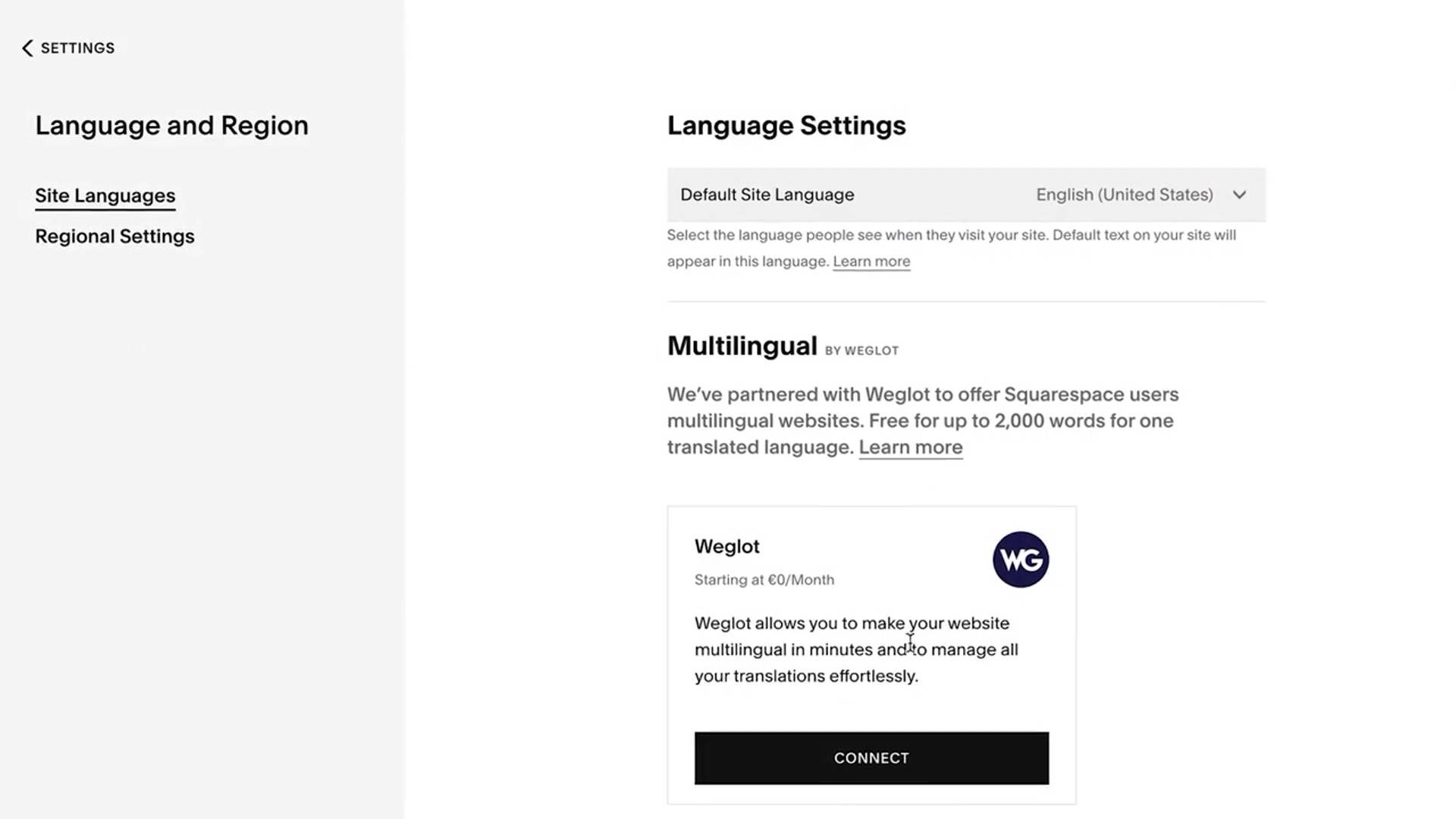 Squarespace Multilingv cu suplimentul Weglot
