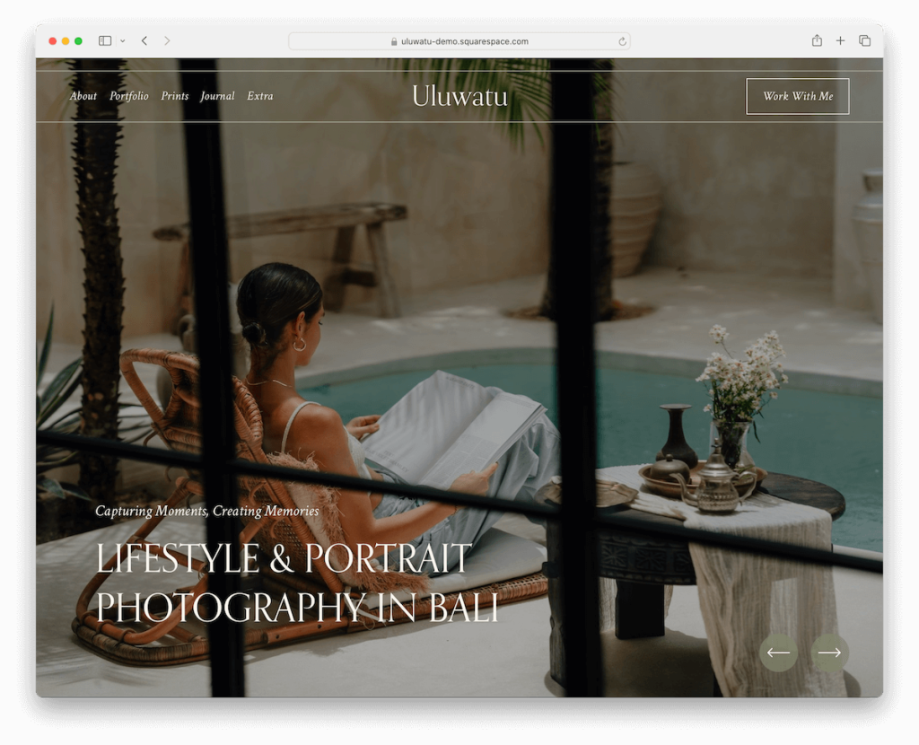 เทมเพลตไลฟ์สไตล์ uluwatu squarespace