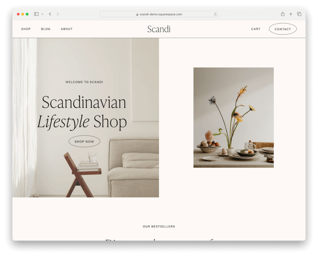 เทมเพลตไลฟ์สไตล์ scandi Squarespace