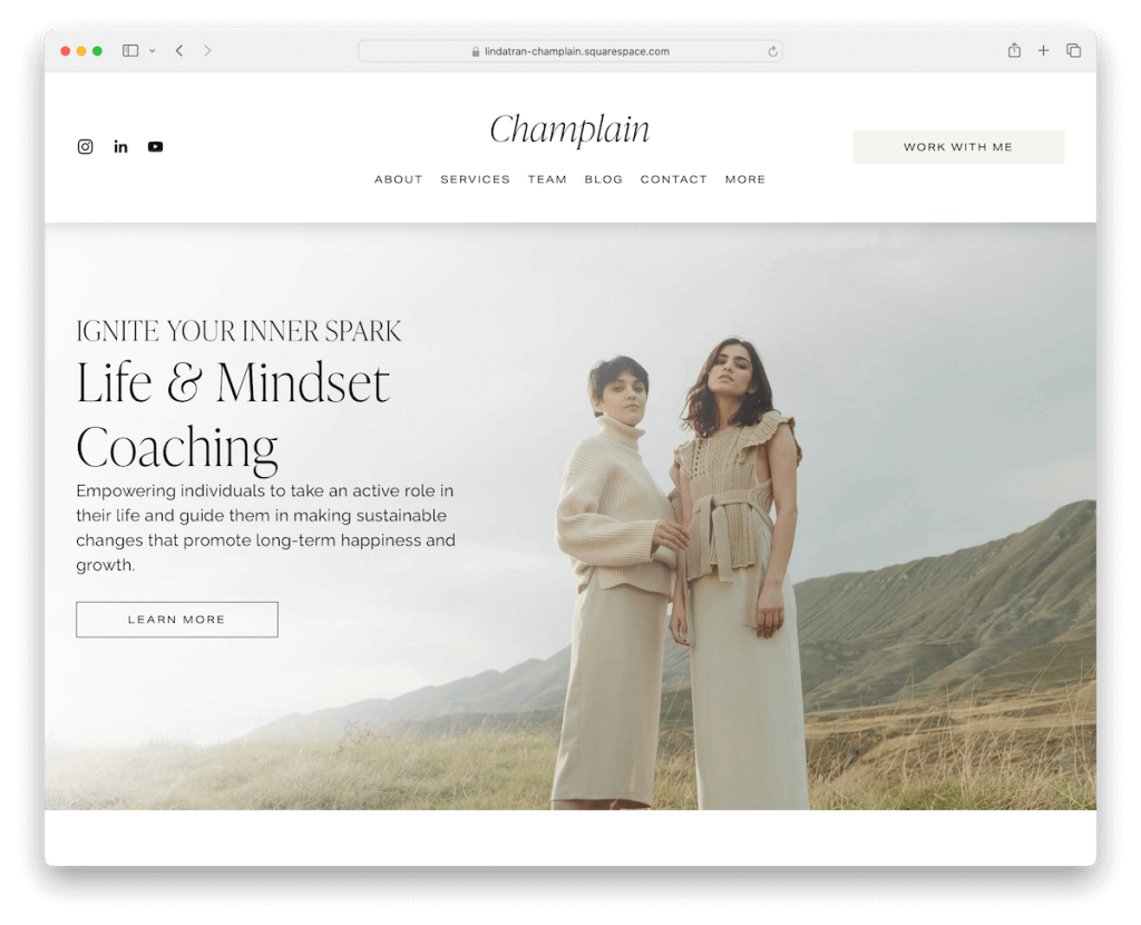 เทมเพลตไลฟ์สไตล์ Champlain Squarespace