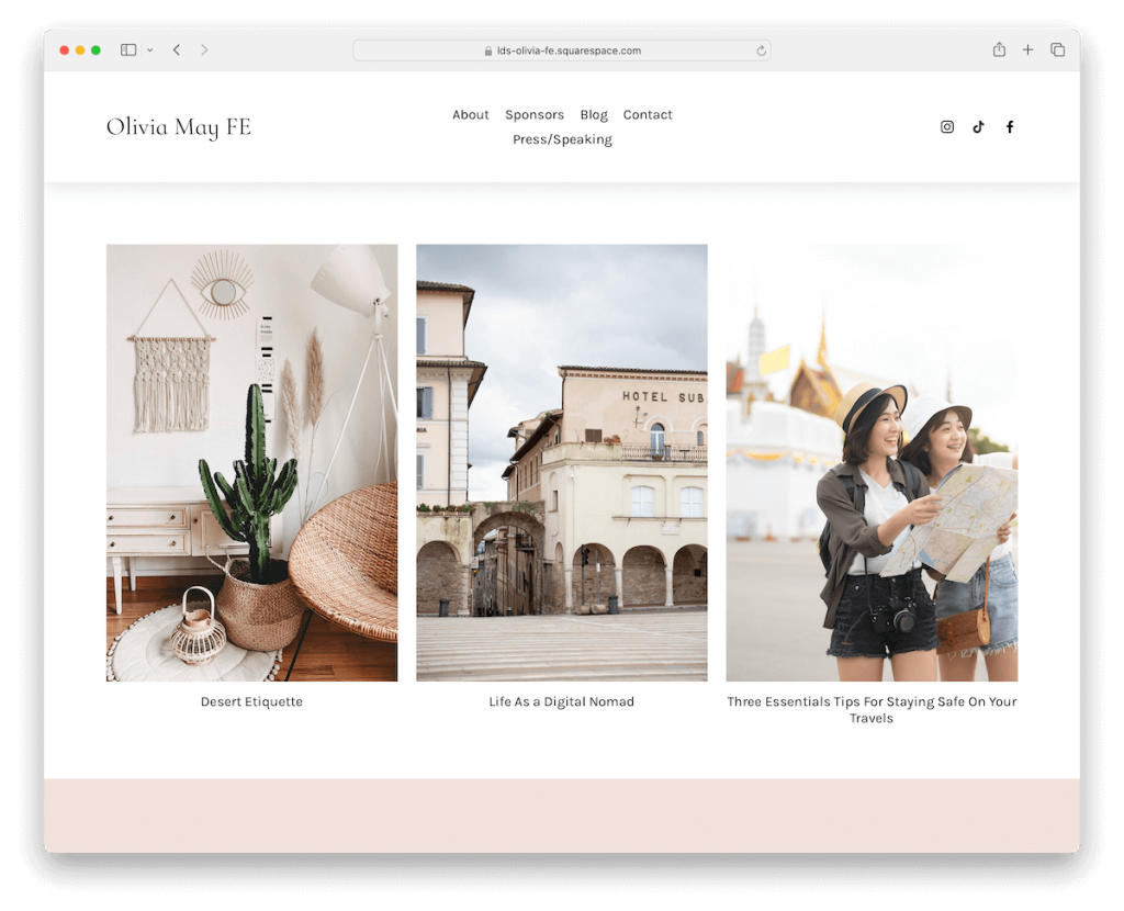 เทมเพลตไลฟ์สไตล์ของ Olivia Squarespace