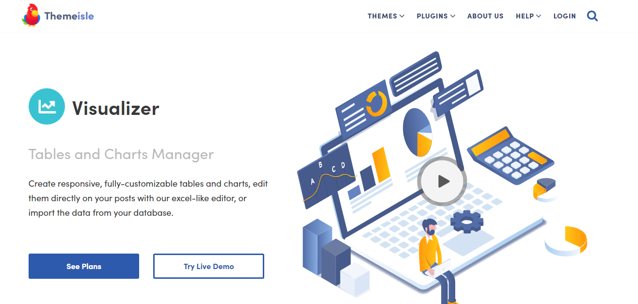 Visualizer es un administrador de tablas desarrollado por ThemeIsle, la compañía detrás de algunos temas y complementos populares de WordPress.