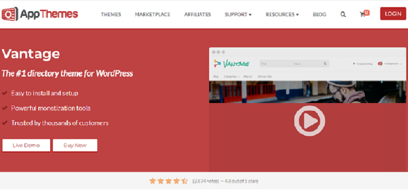 ธีม WordPress ไดเรกทอรี Vantage