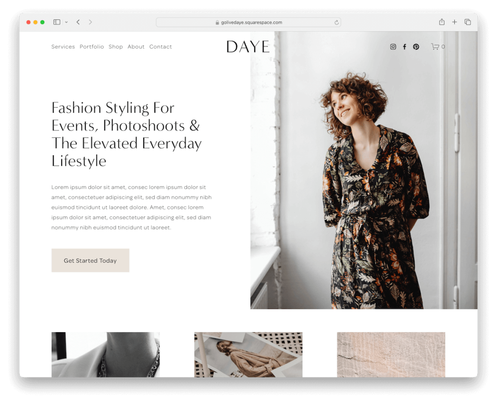 قالب المؤثر Daye Squarespace