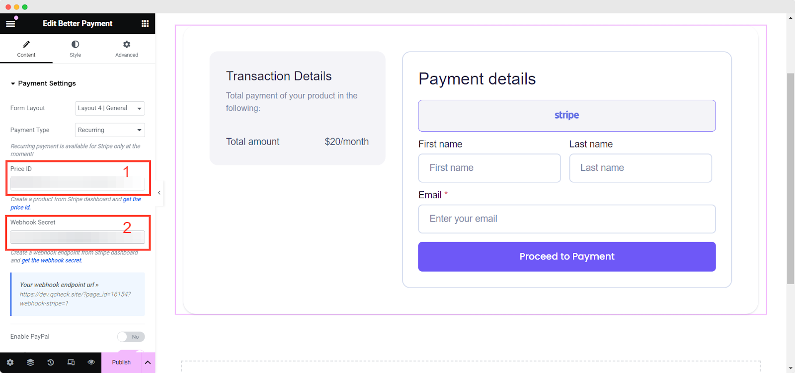 Stripe Subscription in Better Payment