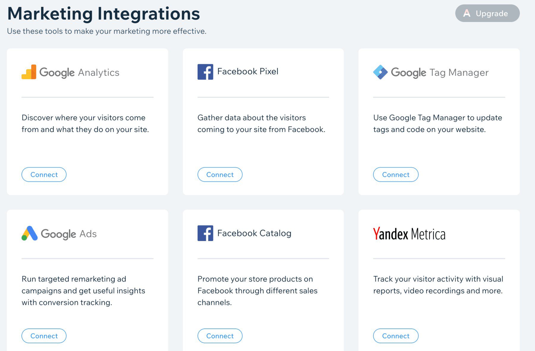 تكامل Wix مع Google Analytics المدمج