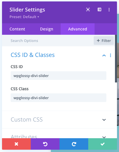 إعدادات فئات معرف CSS