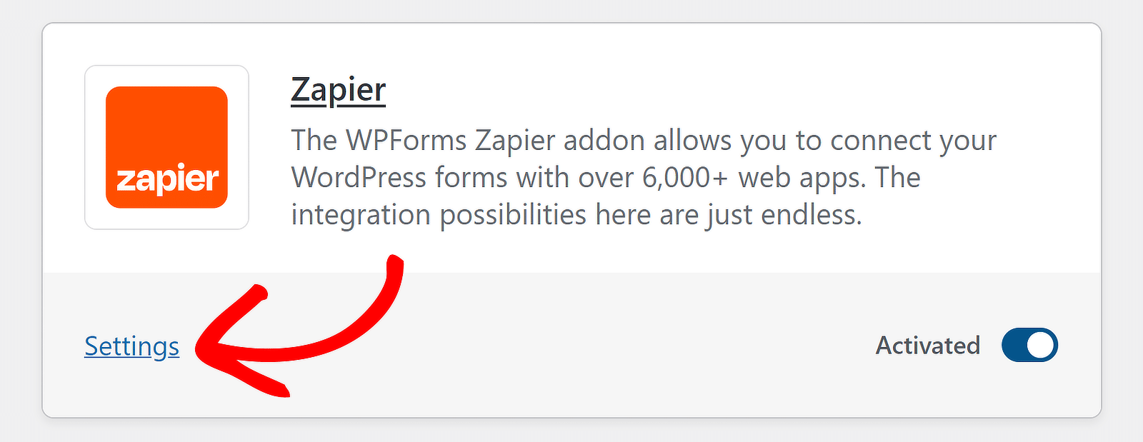 zapier settings option